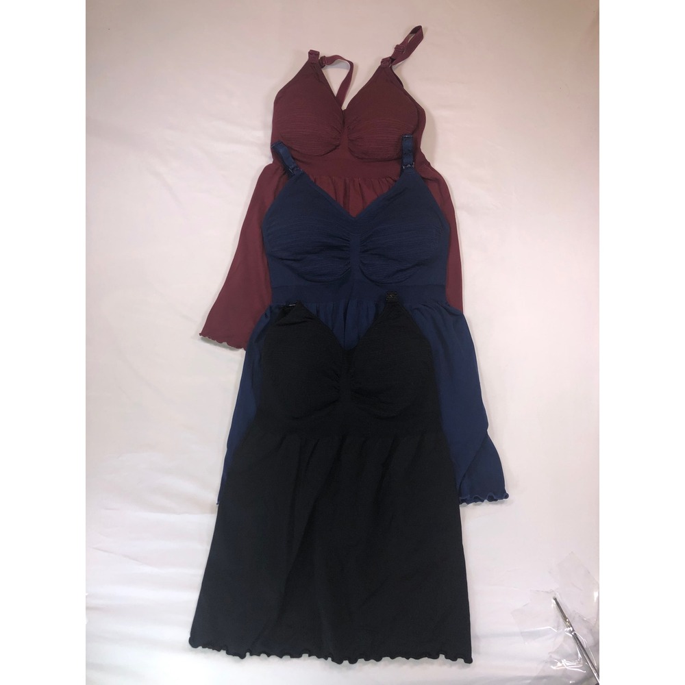 iLoveSIA Nursing Camisole Bundle 3pk Black Navy Burgundy Maternity Size M